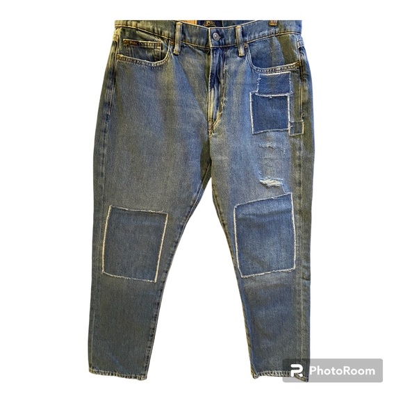 NWT Polo Ralph Lauren Jeans The Avery Boyfriend Blue Patchwork Stretch Size 28 - Picture 2 of 15